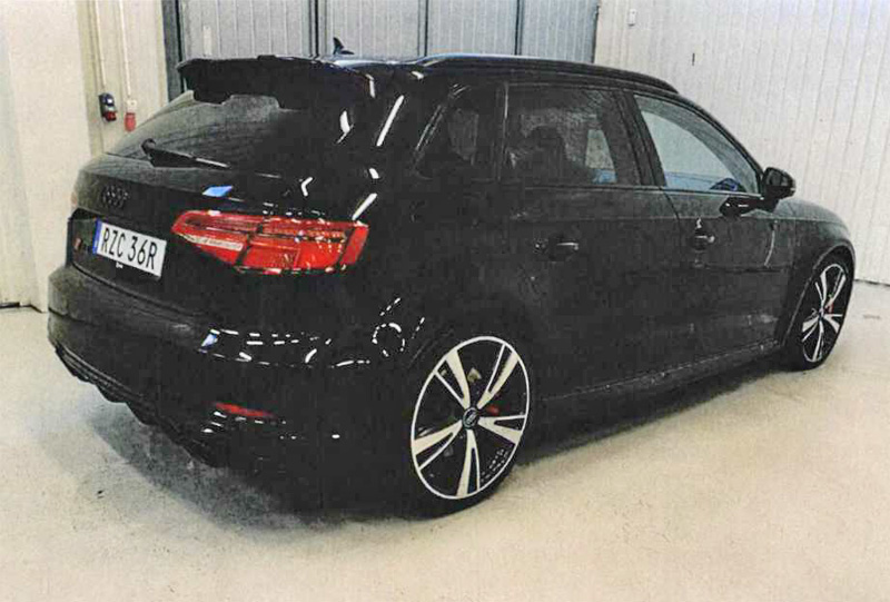 Svart Audi RS3 Sportback Quattro stulen i Solna