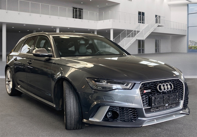 Mörkgrå metallic Audi RS6 Avant Quattro stulen i Åstorp nordost om Helsingborg