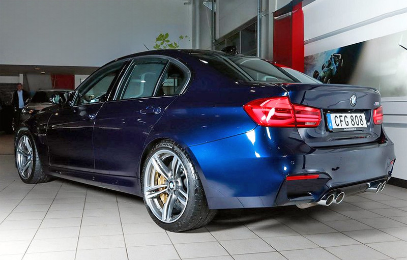 Blå metallic BMW M3 F80 stulen i Bromma, Stockholm