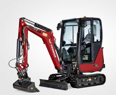 Röd minigrävare Yanmar SV19 stulen i Mölndal, Göteborg